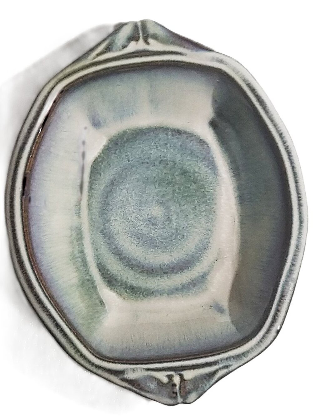 Attributed Bill Campbell Studio Pottery Oval Serving Dish Blue-Green Art Ceramic